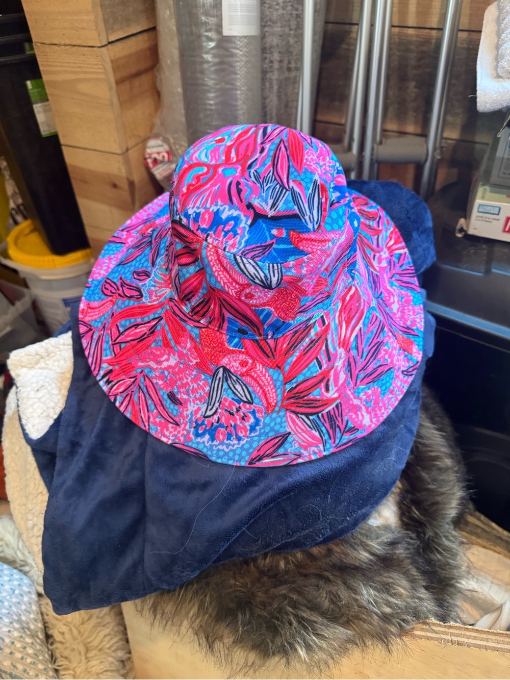 Lilly Pulitzer Pink and Blue Floral Bucket Hat